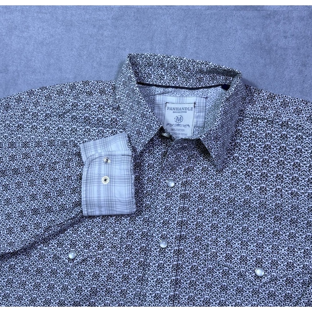 Panhandle Slim Western Shirt Mens M Pearl Snap Rough Stock Medallion Cowboy